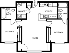 2 Bedrooms with 2 Baths
