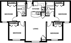 4 Bedrooms with 2 Baths
