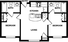 2 Bedrooms with 2 Baths